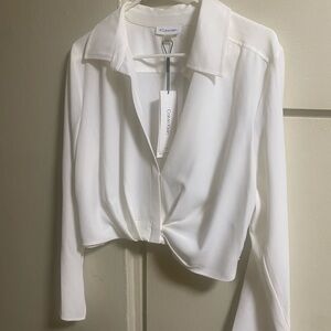 Calvin Klein Classic White Twist Blouse
